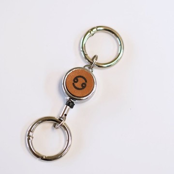 雷雕真皮伸縮扣－星座版 焦糖棕色 客製化 證件套伸縮扣