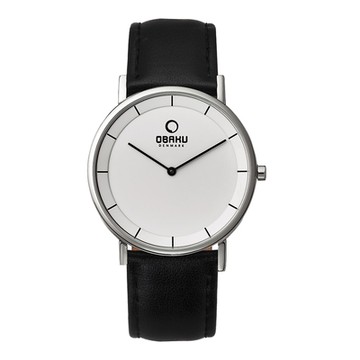 OBAKU 纖薄哲學二針時尚腕錶-銀白-V143GCIRB-38mm