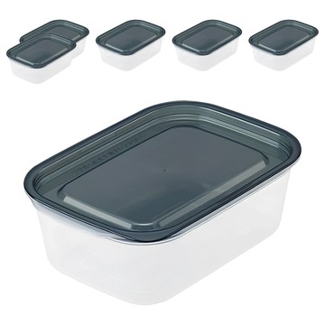 INOMATA 角型保鮮盒 1844 黑色 950ml  2組  3個容器 + 3個蓋子