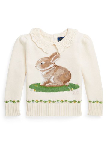 Ralph Lauren Kids - Bunny scallop-collar jumper - kids - Viscose/Wool/Cotton/other fibers/Cashmere/Nylon - 6 - Neutrals