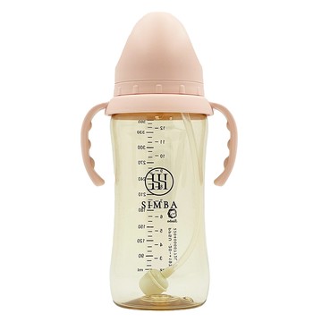 Simba 小獅王辛巴 蘊蜜鉑金PPSU寬口吸管把手防脹氣奶瓶 3個月以上  栗粉  360ml  1個