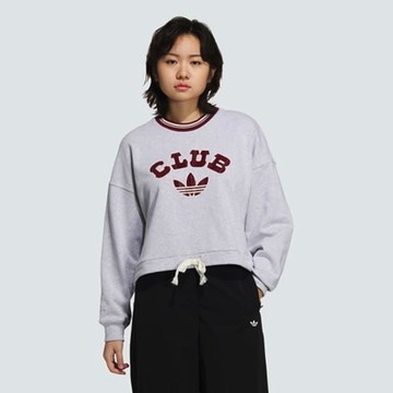 ADIDAS ORIGINALS 愛迪達 阿迪達斯 三葉草 女長袖上衣-灰紫色 VRCT CREW W2-JD6376