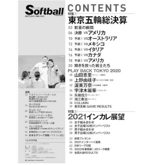 ソフトボールマガジン 2021年 10月号 [特集]東京五輪総決算（特別付録：女子日本代表特大ポスター）