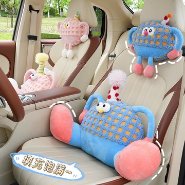 🚀桃園出貨🚀 大腳怪獸汽車頭枕靠枕 多巴胺車載護頸枕 四季通用車用腰靠墊護腰