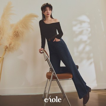 個性刷紋牛仔寬褲