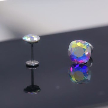 施家水晶耳骨釘女日韓前耳輪九尾狐耳釘鈦鋼耳蝸釘耳屏飾品新款潮