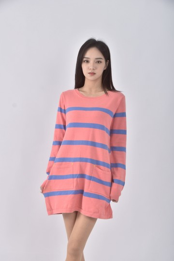 (M) pazzo橫線條藍粉色洋裝