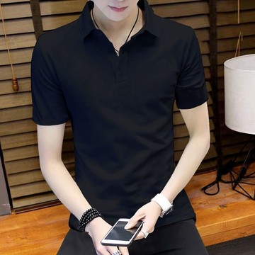 新品【夏季】男士短袖t恤刺繡翻領純色polo衫男高檔半袖上衣男翻領 體恤 ins 簡約款 吸濕排汗 速乾透氣