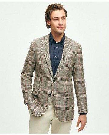 Brooks Brothers Men's Regent Classic-Fit Wool-Silk-Linen Hopsack Sport Coat, Multi-Check | Size 42 Regular
