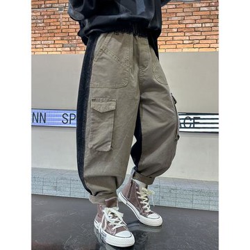 男童牛仔褲春秋款2026新款兒童秋裝工裝褲子寬松中大童休閑褲潮牌