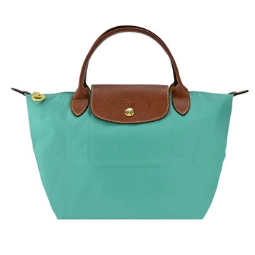 [平輸版]LONGCHAMP LE PLIAGE系列短把再生尼龍摺疊水餃包(小/松石綠)真品平輸
