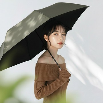 220g極致輕 安全不回彈自動傘 黑膠降溫10度以上 防曬快乾 橄欖綠