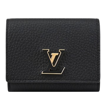 Louis Vuitton LV M12149 Capucines Tiny 經典LOGO扣式短夾.黑 現貨