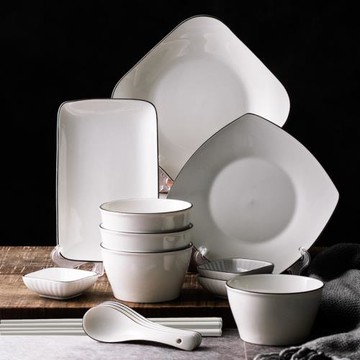 碗碟套裝家用陶瓷北歐網紅ins風創意簡約吃飯喬遷餐具菜盤子組合