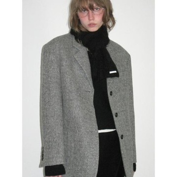 韓國LOWCLASSIC休閑西服女寬松羊駝毛夾棉加厚毛呢西裝外套女秋冬