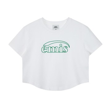 韓國 emis (WOMENS) CHAIN STITCH T-SHIRT 韓製 女款繡線標誌短版T恤 白色WHITE