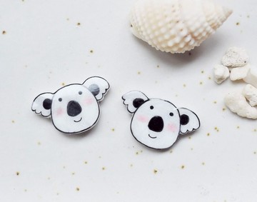 討抱抱無尾熊手工耳環 抗敏耳針 耳環 無痛耳夾