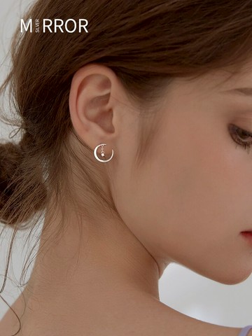 小麋人925小眾設計月亮美少女純銀耳釘女耳環耳飾年新潮網紅