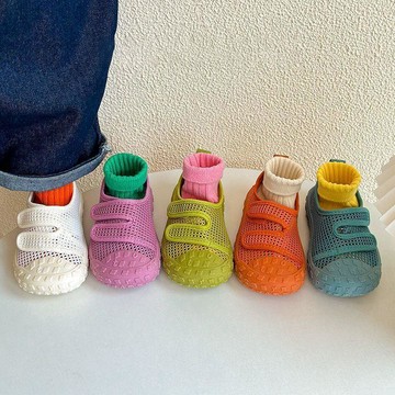 【臺灣出貨】夏季兒童網鞋糖果色男童女童包頭涼鞋夏季韓版幼兒園軟底室內鞋透氣款