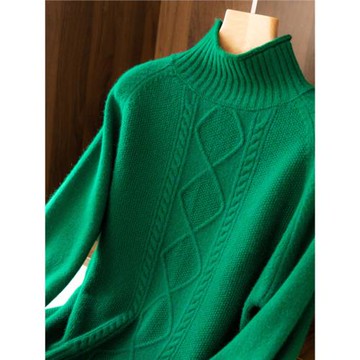 新款羊絨衫女半高領寬松套頭大碼毛衣加厚羊毛針織打底衫秋冬