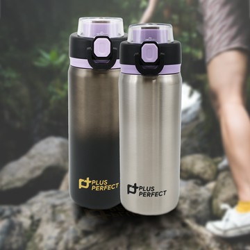 PLUS PERFECT 晶鑽316不鏽鋼陶瓷運動彈跳保溫杯-500cc (附吸管)