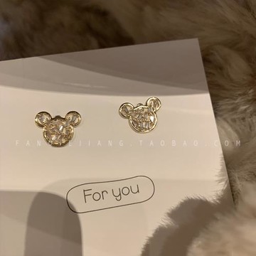 新年小老鼠米奇頭耳釘鼠年耳環2021新款潮簡約女小巧韓國氣質網紅