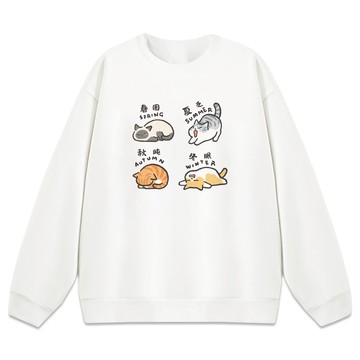 JZ TEE 貓咪-四季 重磅刷毛大學T