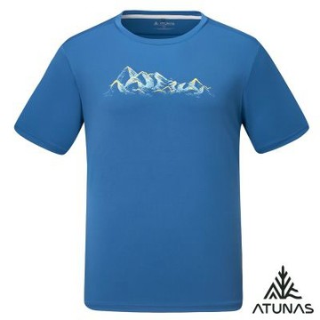【ATUNAS 歐都納】男款循環ATUNAS-TEX短袖T恤A2TS2610MC深藍/透氣/快乾排汗/簡約圖T/山形印花