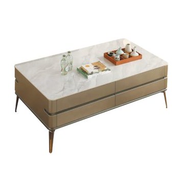 文創集 伊絲4.3尺四抽岩板大茶几-130x70x43cm免組