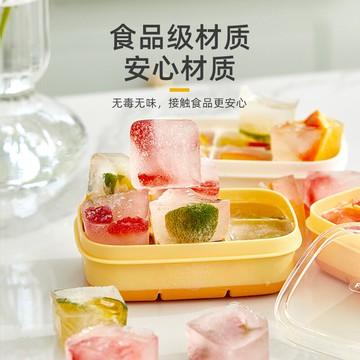 2個裝 冰塊模具 硅膠家用冰格凍物制冰模具 盒帶蓋按壓小冰格【不二雜貨】