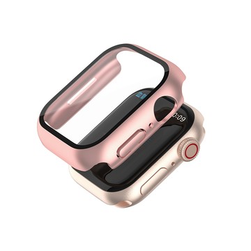 Apple Watch 錶殼 Apple Watch 8 保護殼 簡約輕薄 防撞 防摔 錶殼 鋼化玻璃 二合一 適用蘋果手錶 - 玫瑰金