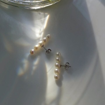 Straight- 925純銀養殖淡水珍珠耳環