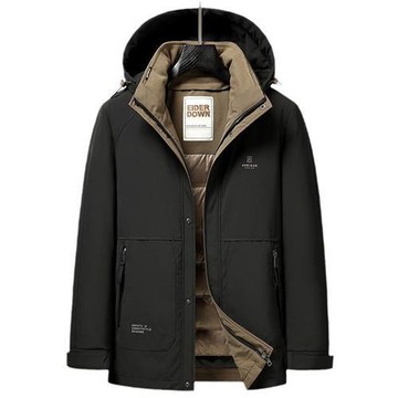 【米蘭精品】現貨+預購 頂級真羽絨外套90%鴨絨羽絨衣秋冬外套上衣大碼休閒男裝-連帽脫卸內膽3色74mt37