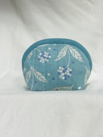 繡球花小物包-藍綠色