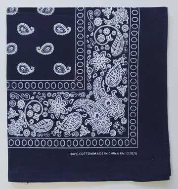 藍色佩斯利圖騰頭巾，20 x 21 英吋，RN122070，西部牛仔頭巾，節日禮品