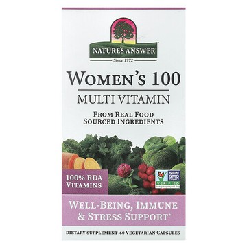 Nature's Answer, 女性 100，多維生素，60 粒素食膠囊