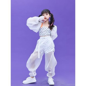 兒童爵士舞演出服夏少兒模特t臺走秀潮服 女孩jazz嘻哈街舞練功服