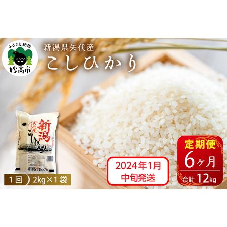 ふるさと納税 新潟県矢代産コシヒカリ2kg×6回（計12kg）※沖縄県・離島配送不可 新潟県妙高市