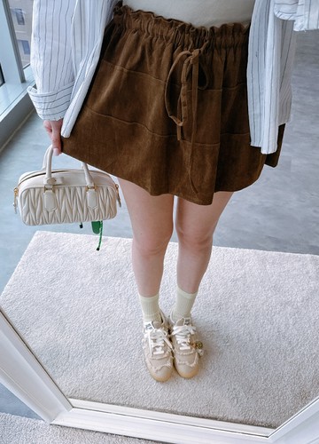 麂皮感鬆緊短裙
