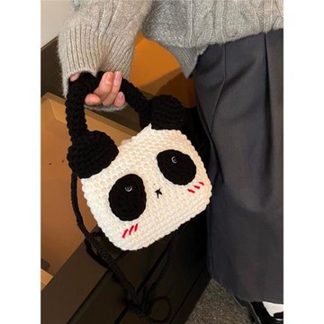 創意手工編織斜挎包毛線鉤織手機包可愛女生斜跨豎款小包包成品