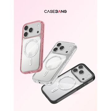 CASEBANG出奇殼任意吸適用iPhone17ProMax/iPhone17Pro/16/15Pro三星S25Ultra透明閃粉防摔磁吸手機保護殼體