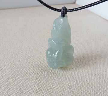 純銀【相‧守】九尾狐翡翠韓國蠟線項鍊**招財、辟邪、招桃花