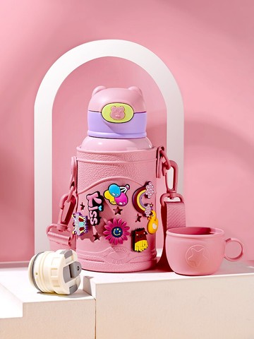 兒童保溫杯女帶吸管兩用可愛水杯寶寶男小學生上學專用316不銹鋼