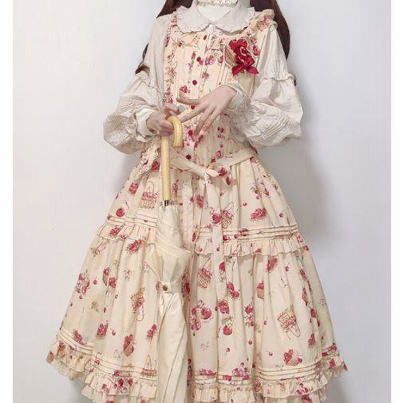 ロリータ服 ロリータファッション りんご 柄ジャンパースカート