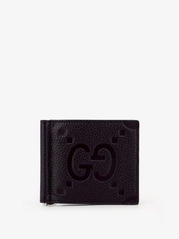 Leather card holder with gg motif - GUCCI - gender_Man