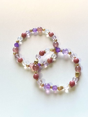 【閨蜜手鏈。重盛】薔薇輝/草莓晶/紫水晶/白水晶 愉悅豐盛與貴人