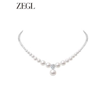 ZEGL人造大珍珠項鏈法式配飾頸鏈女款春夏輕奢小眾吊墜鎖骨鏈禮物