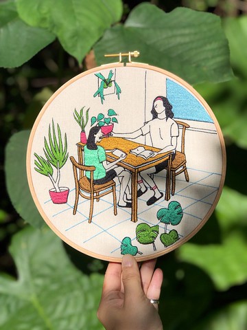 現在當下都是美好-客製化刺繡-21X21cm