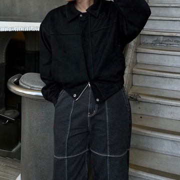 韓國 麂皮縫線短版 外套｜3色 男裝 男生 夾克