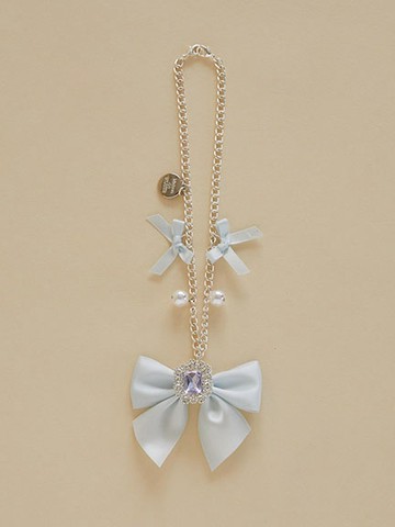 氣質緞帶蝴蝶結寶石吊飾(08000849700) - Maison de FLEUR